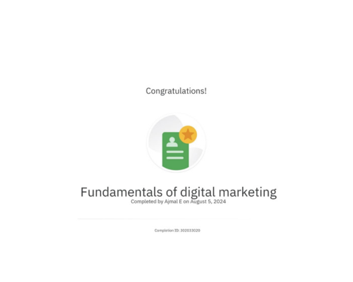 Fundamentals of digital marketing certificate from Google